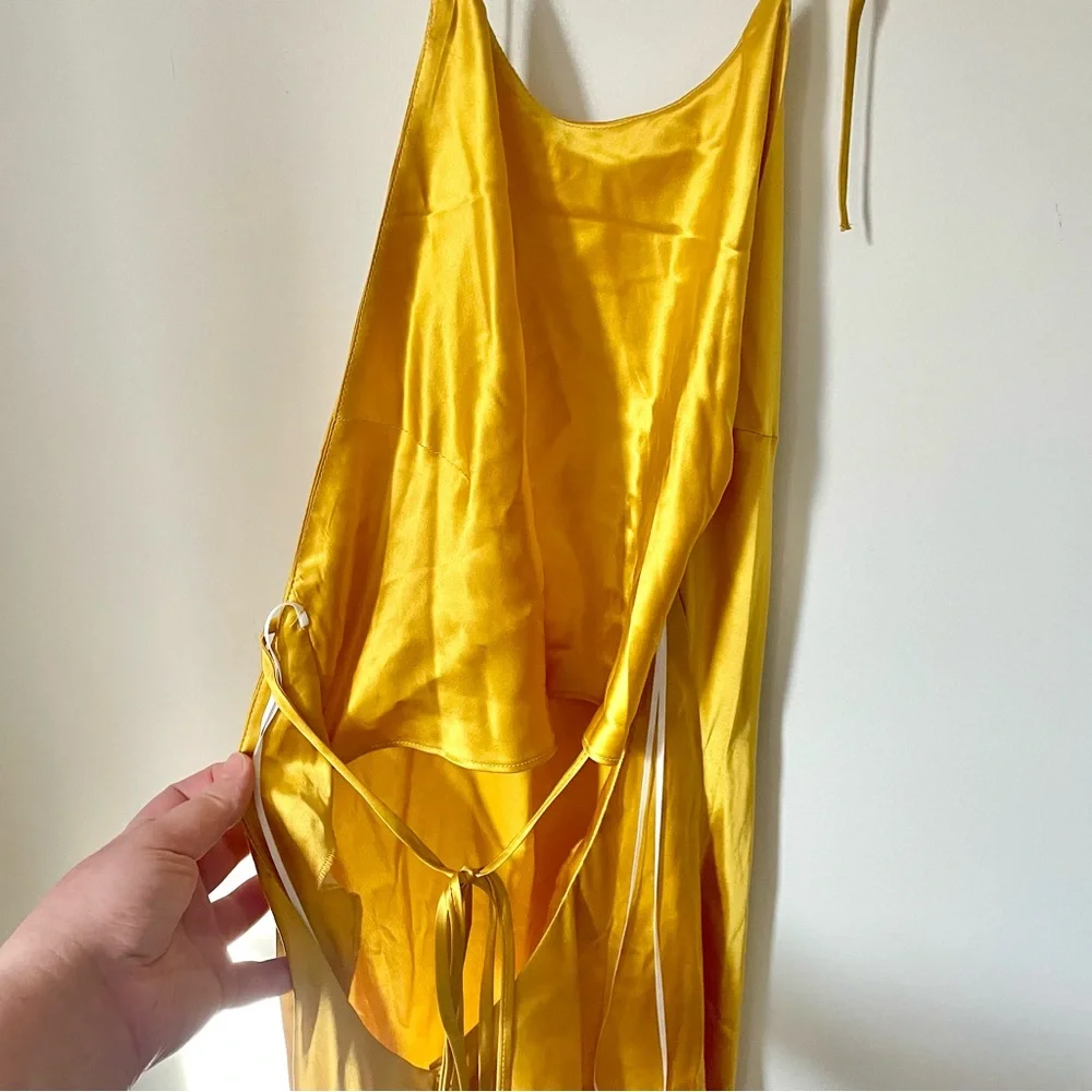 Reformation Jeany Silk Dress Tumeric Size Large NWT - Picture 10 of 16